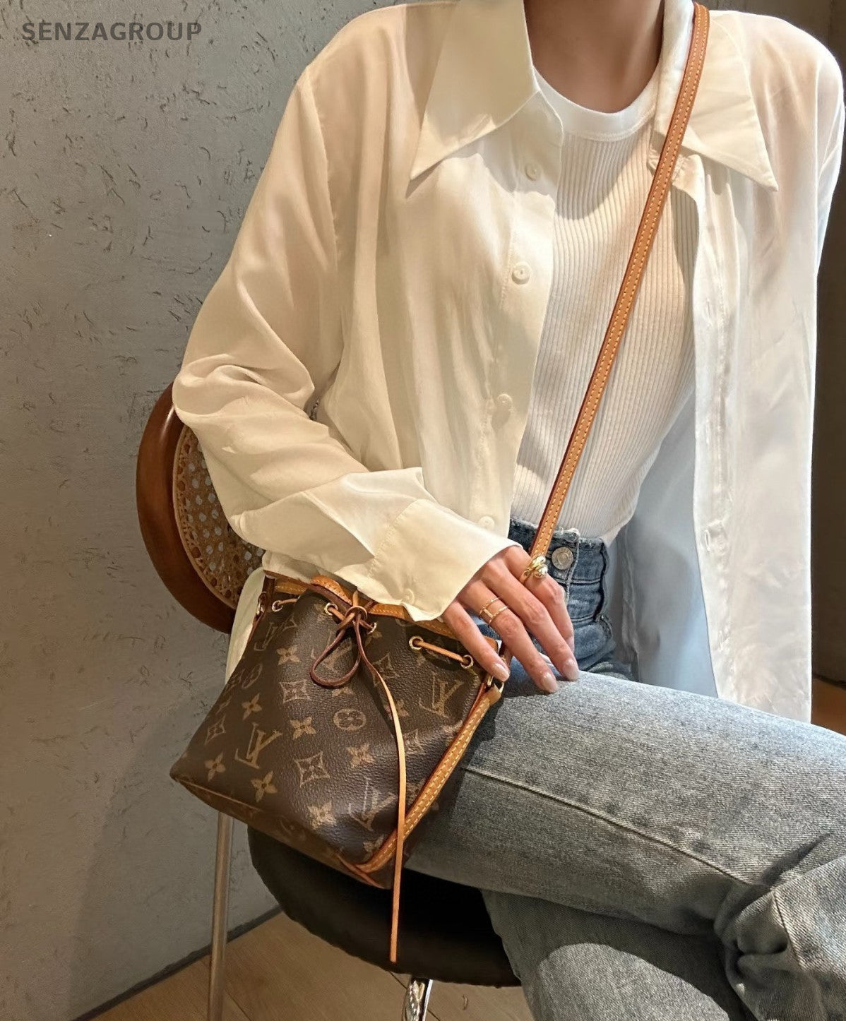 Louis Vuitton Nano Noe Monogram Drawstring Shoulder bag Crossbody Canvas Women