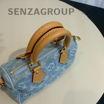 Louis Vuitton Speedy Nano Denim Monogram Handbag for Women