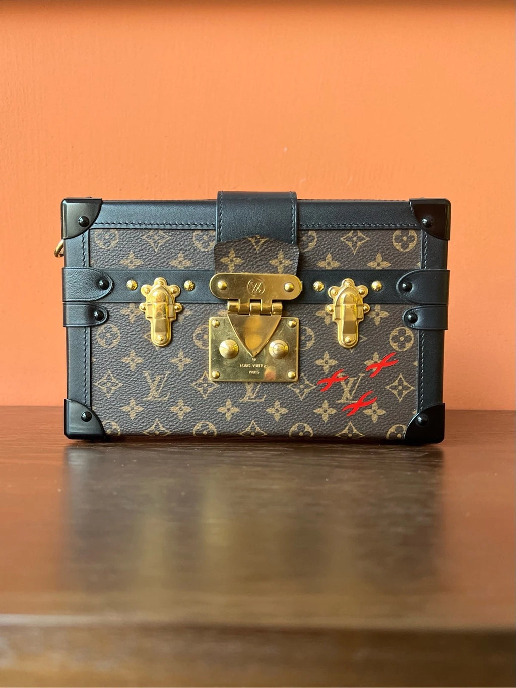 Louis Vuitton Petite Malle Monogram Canvas Box Handbag