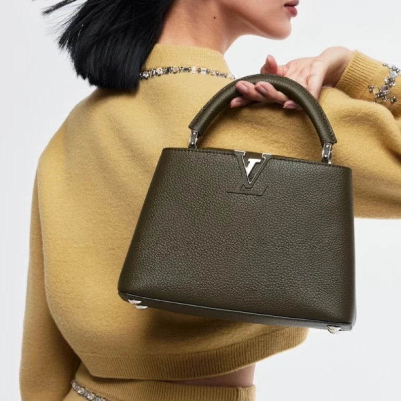 Louis Vuitton Capucines MM Calfskin Top Handle Crossbody Bag Green Women S