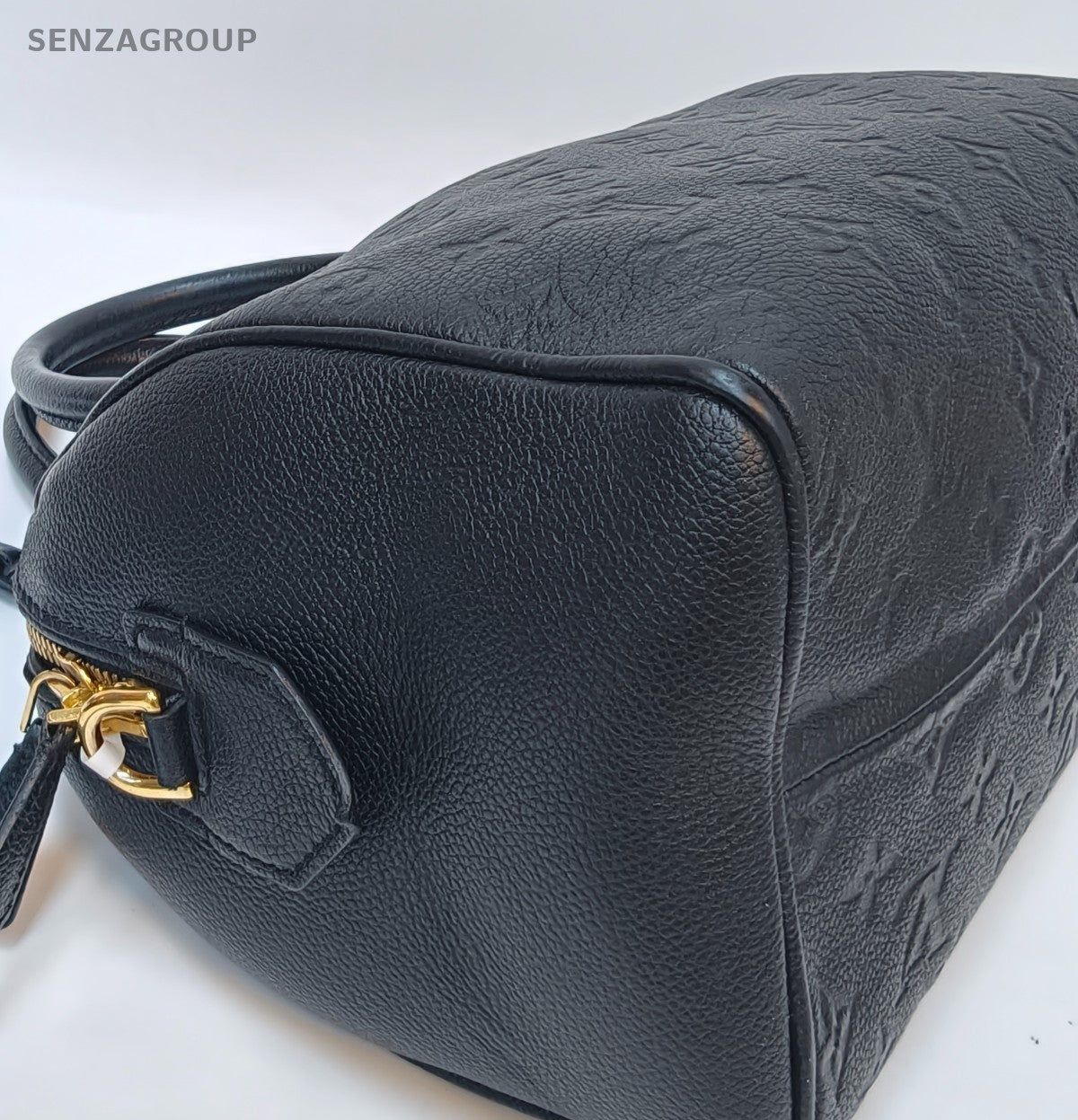Louis Vuitton Speedy Monogram Top Handle Bag Crossbody Black Gold Women Classic