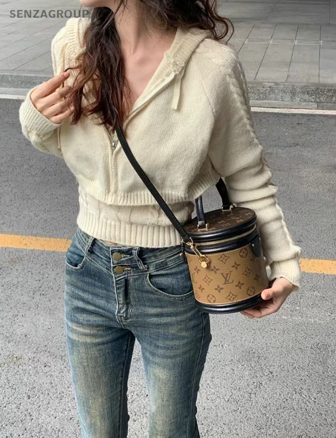 Louis Vuitton Cannes Monogram Top Handel Shoulder Crossbody Bag Women Brown
