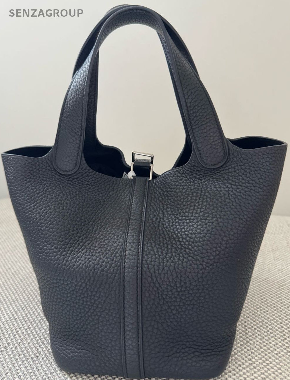 Hermes Picotin Lock Silver Hardware Tote Bag Black Used Women Classic