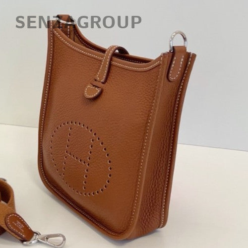 Hermes Evelyne Mini Crossbody Brown Silver Used Women Fashion Classic