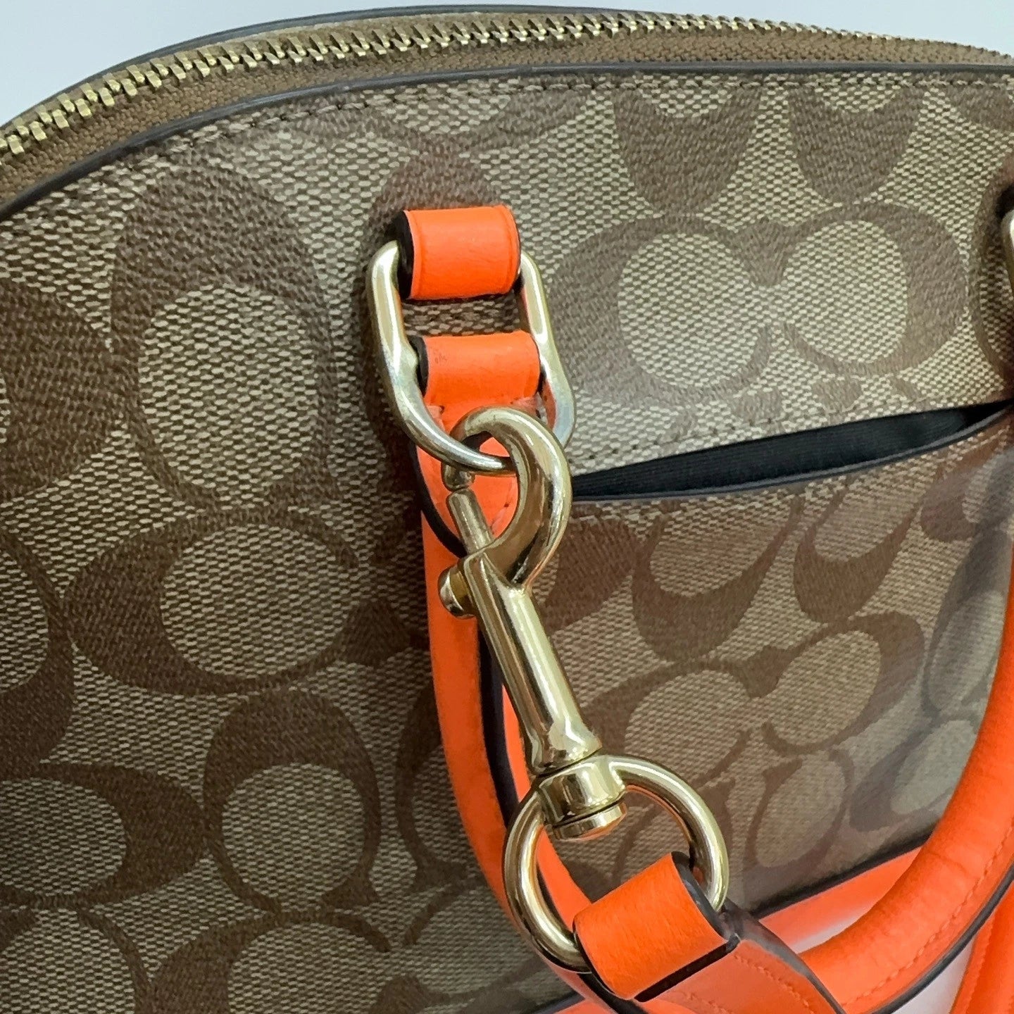 Coach Orange Shell Shoulder Handbag Crossbody Bag for Women