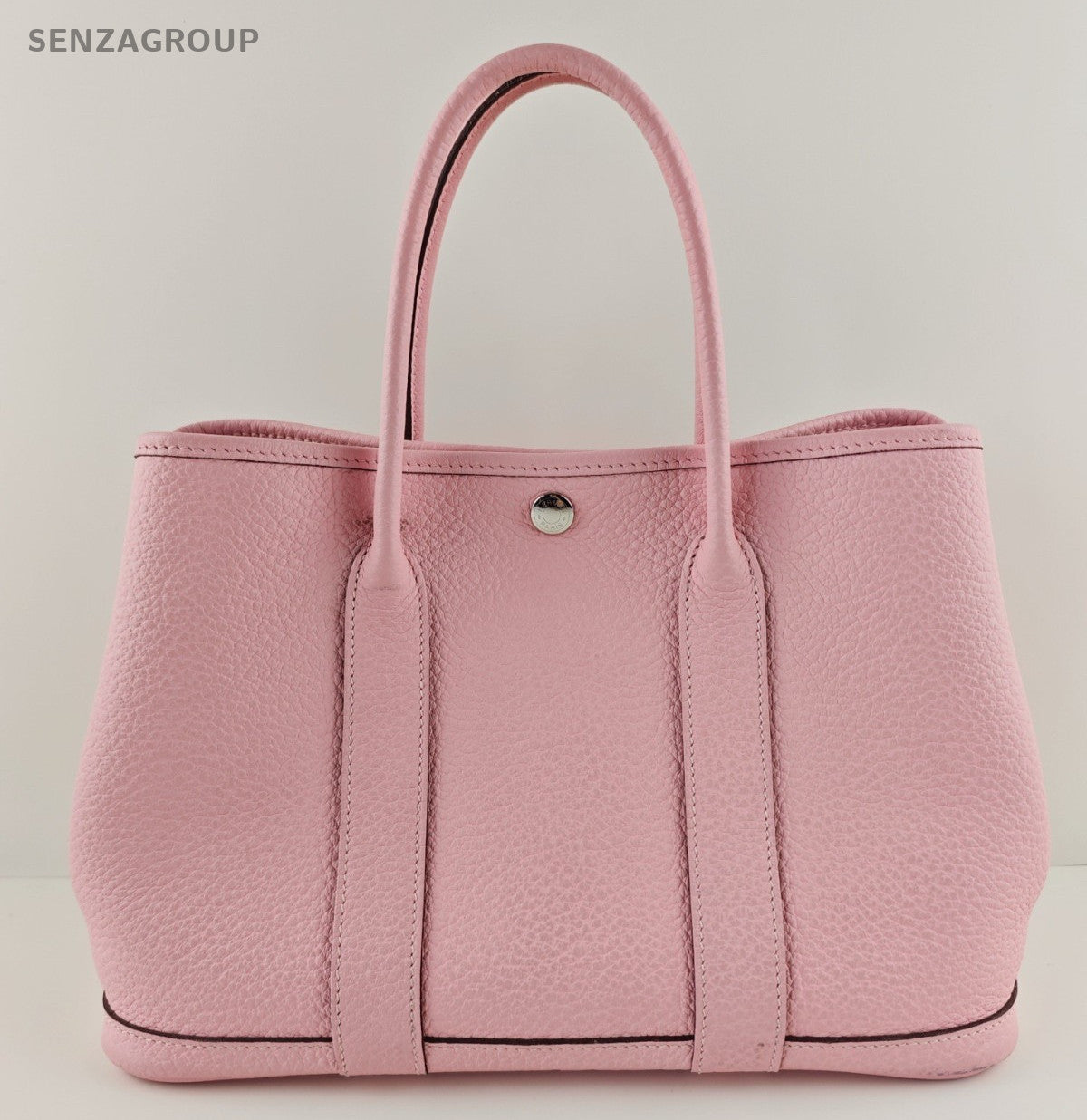 Hermes Garden Party Top Handle Bag Pink Silver Used Women Classic Fashion