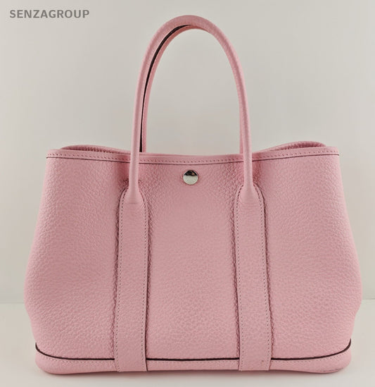 Hermes Garden Party Top Handle Bag Pink Silver Used Women Classic Fashion
