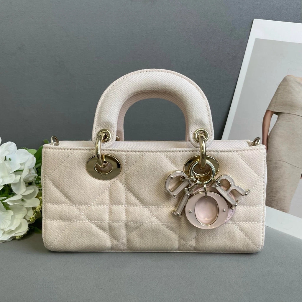 Dior Lady Dior Denim Pink Top Handle Excellent