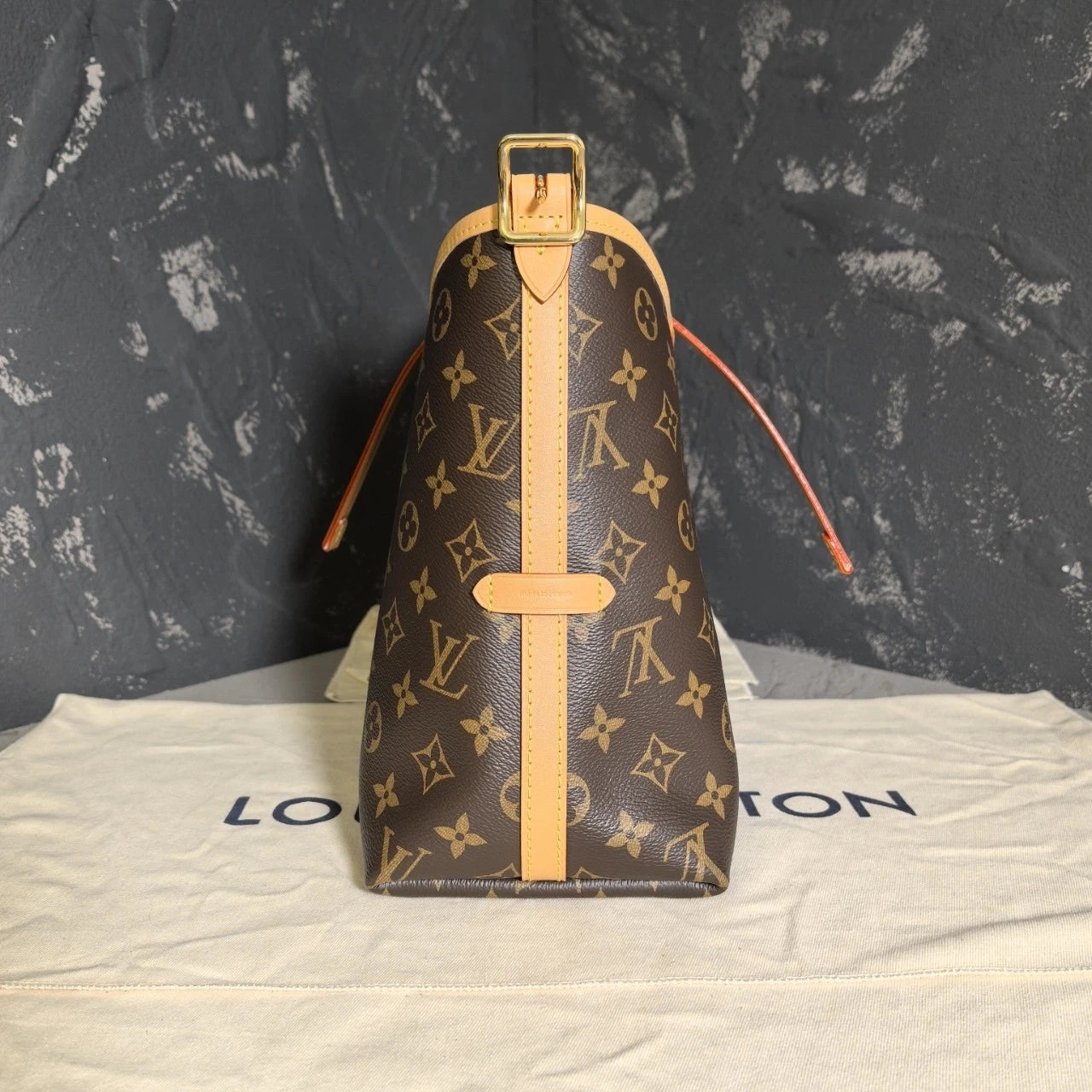 Louis Vuitton Carryall Canvas Shoulder Bag Tote Bag Excellent