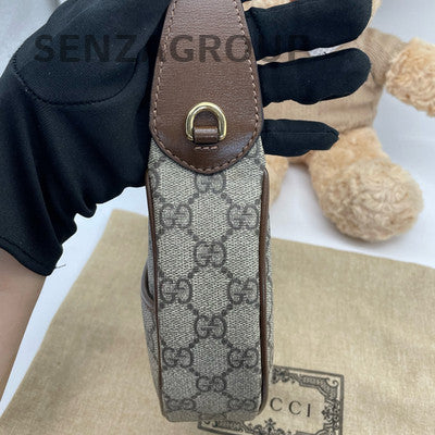Gucci GG Marmont Matelassé Mini Chain Shoulder Bag Brown Gold Hardware