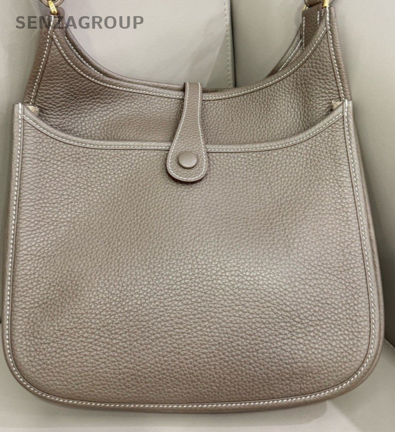 HERMES Evelyne Shoulder Bag Gray Gold Used Women Classic Designer