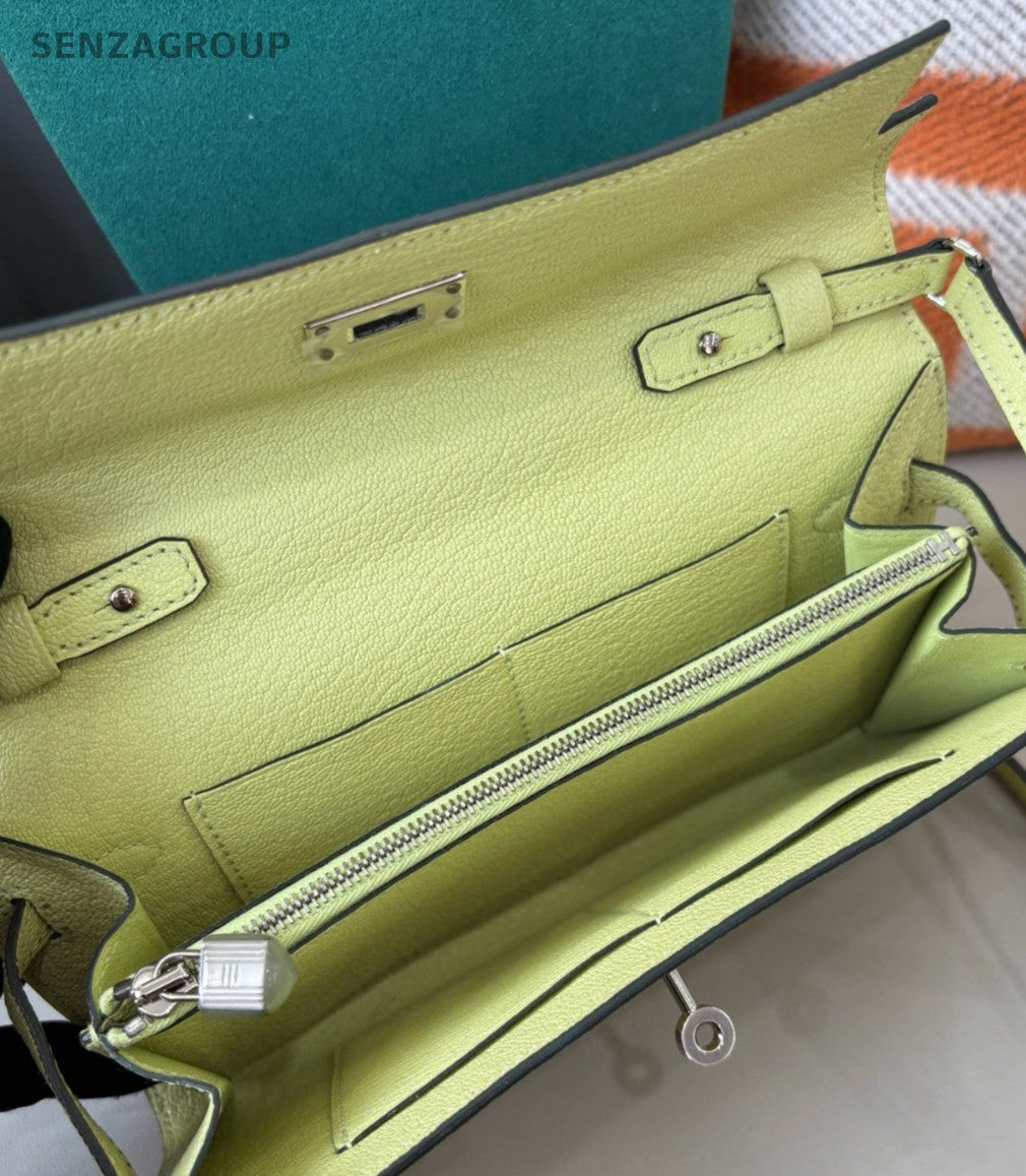 Hermes R9 Kelly To Go Crossbody Yellow Silver Used Women Classic Fashion