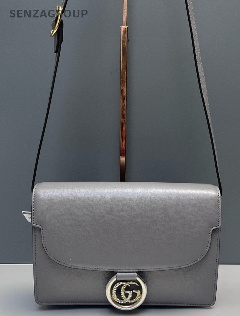 Gucci Vintage GG Ring Shoulder Bag Gray Gold Used Women Classic Designer