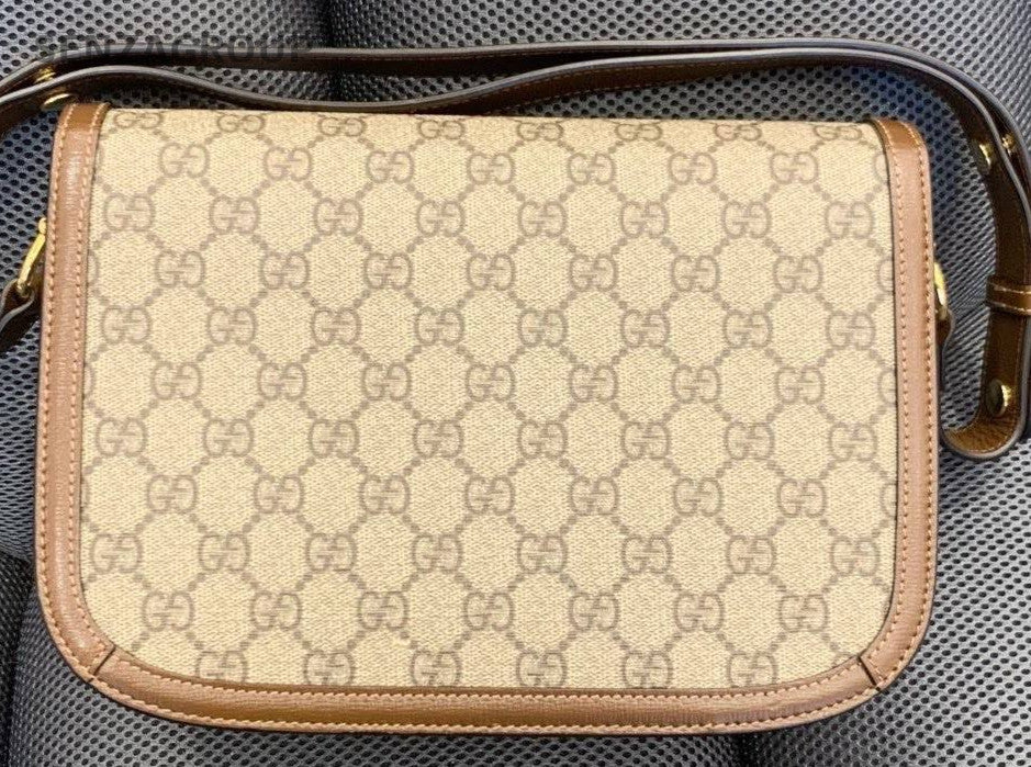 Gucci Horsebit MM Shoulder Bag Brown Gold Used Women Classic Designer