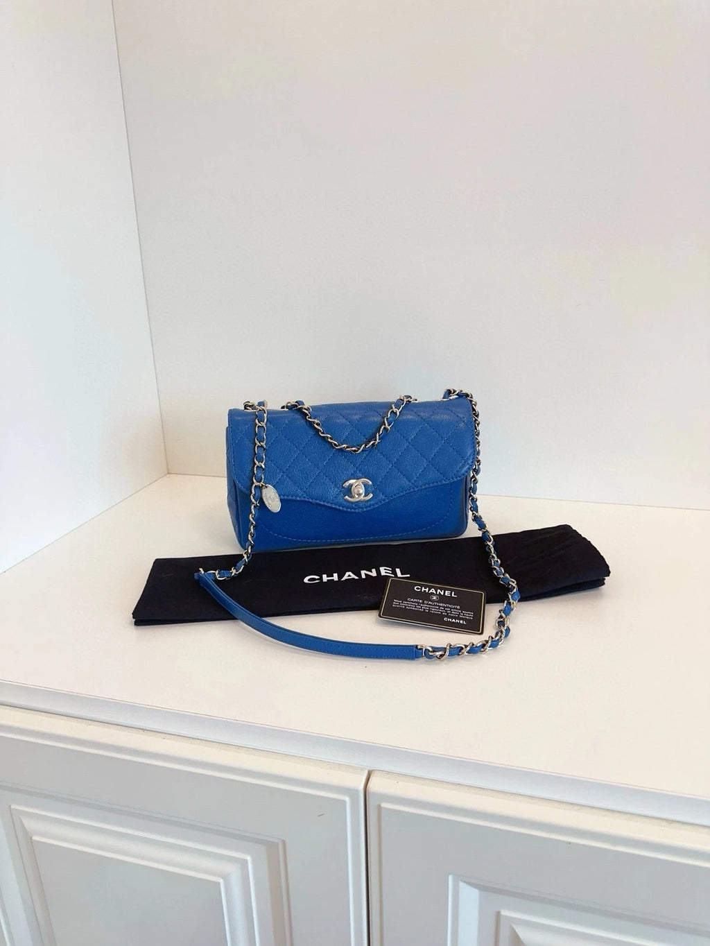 CHANEL Blue Flap Crossbody Shoulder Bag For Women