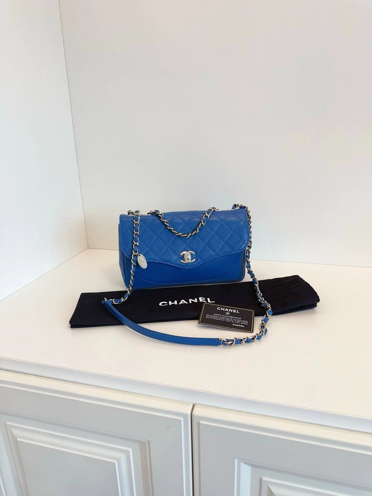 CHANEL Blue Flap Crossbody Shoulder Bag For Women