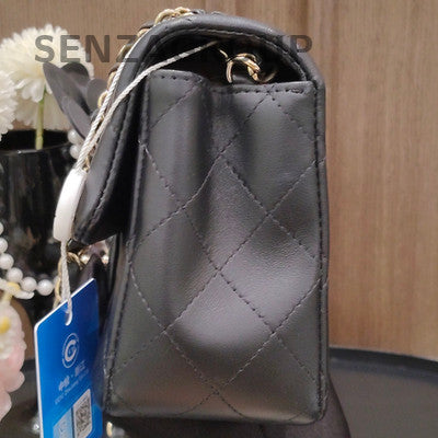 Chanel Classic Flap Mini Black Gold Lambskin Chain Shoulder Crossbody Bag