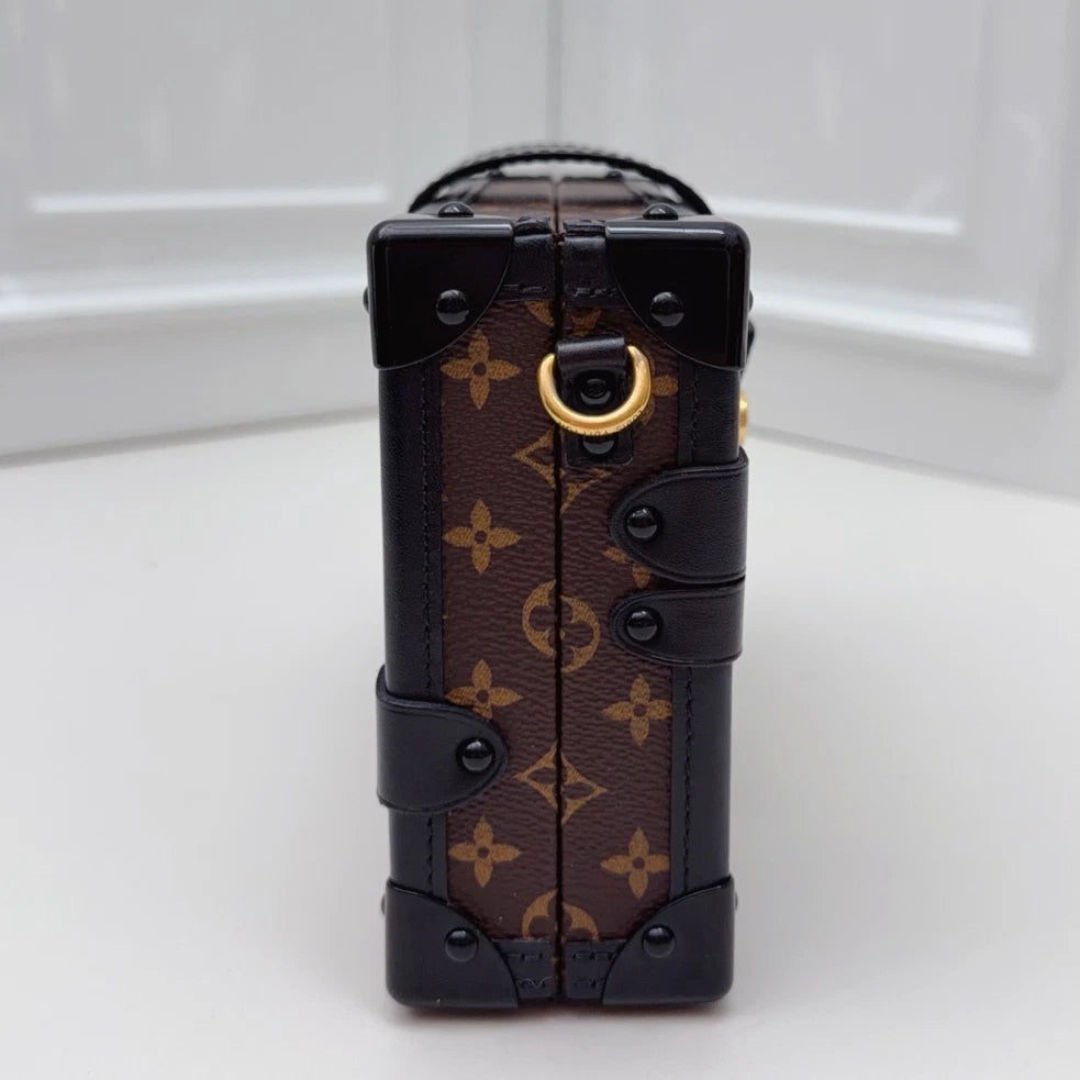 Louis Vuitton Petite Malle Monogram Canvas Crossbody Bag Brown Women Classic
