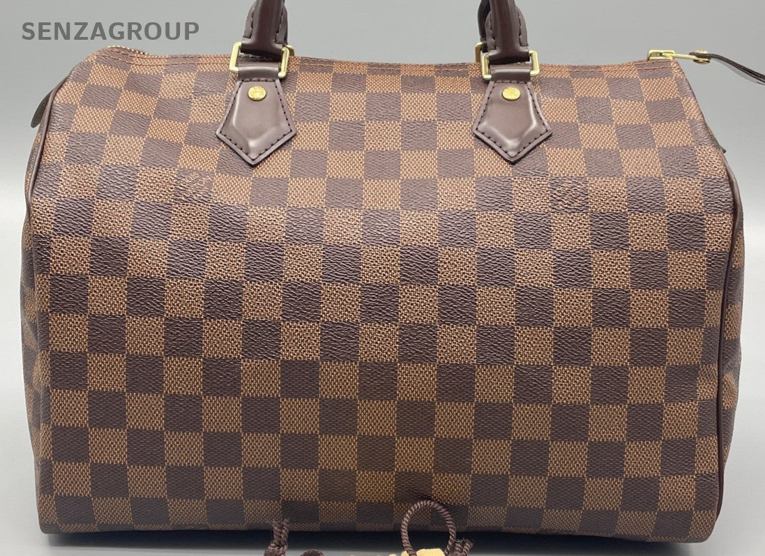 Louis Vuitton Speedy Top Handle Bag Brown Gold Used Women Classic Designer