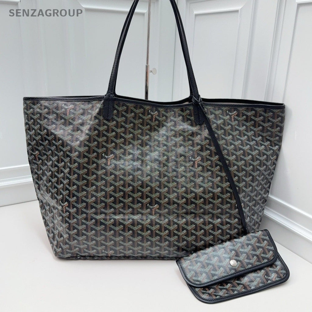 GOYARD Saint Louis Monogram Canvas Tote Shoulder Bag Women Black