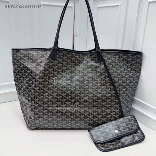 GOYARD Saint Louis Monogram Canvas Tote Shoulder Bag Women Black
