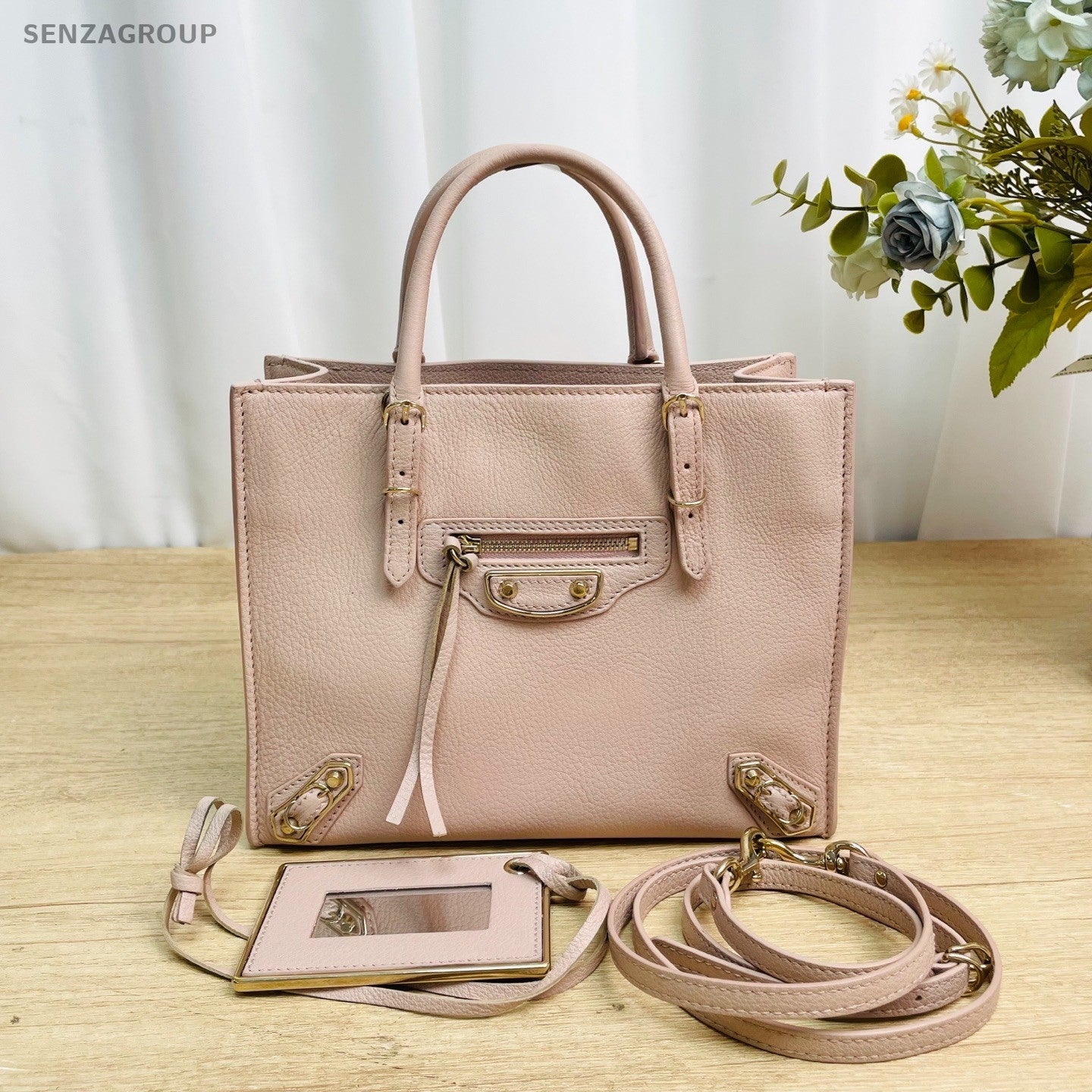 Balenciaga Classic Mini Tote Top Handle Shoulder Crossbody Bag Pink Vintage