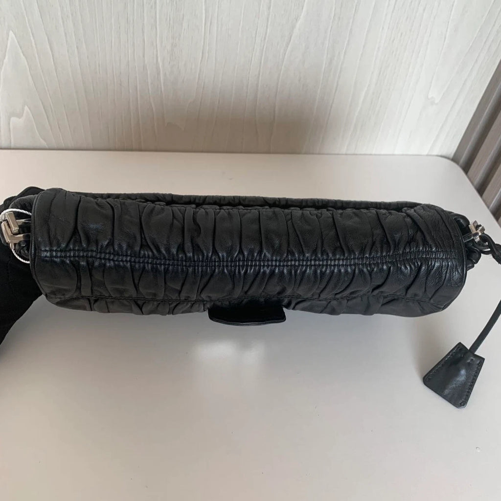 Prada Chain 2Ways Shoulder Crossbody Bag Black Silver Hardware Women Classic