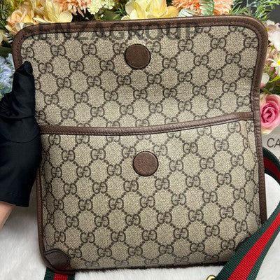 Gucci GG Supreme Belt Bag Brown Gold Buckle Women's Classic