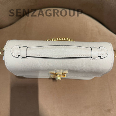 Louis Vuitton Lockme Leather Top Handle Chain Crossbody Bag White Gold