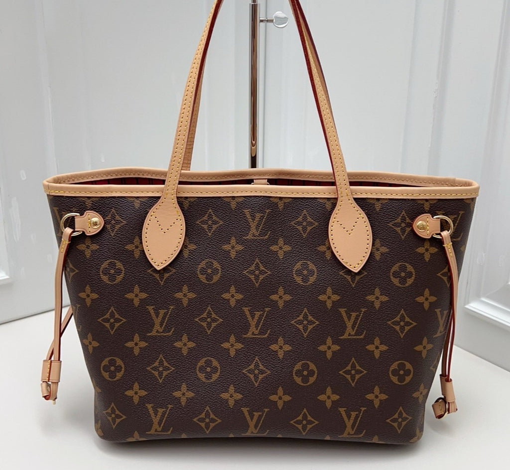 Louis Vuitton Neverfull PM Monogram Shoulder Bag Brown Gold Women Classic