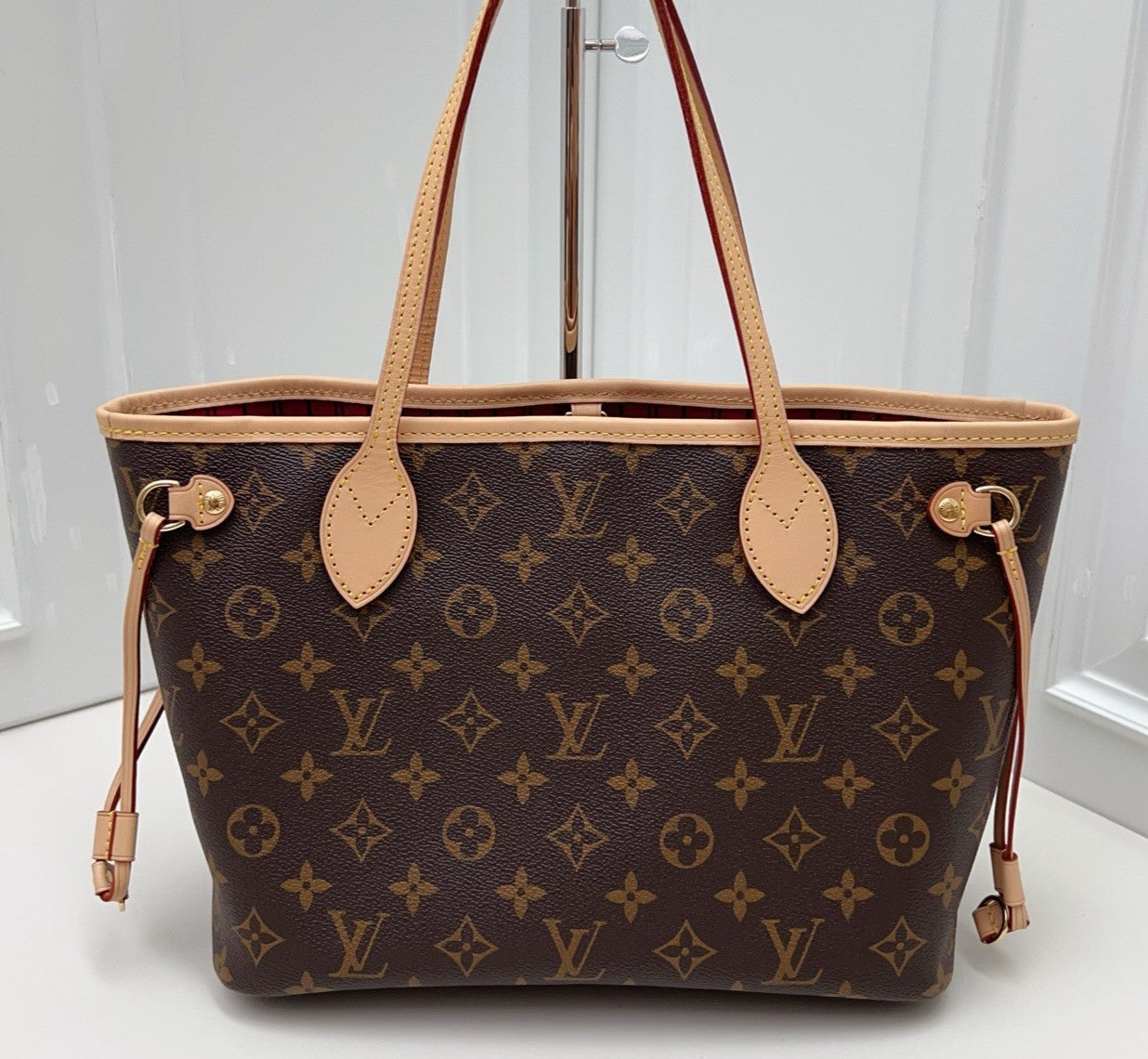 Louis Vuitton Neverfull PM Monogram Shoulder Bag Brown Gold Women Classic