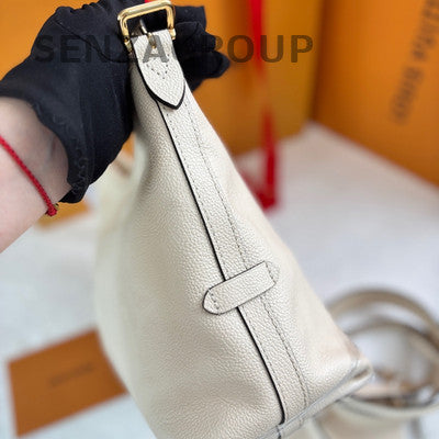 Louis Vuitton Carryall Small Monogram Leather Shoulder Bag White Gold