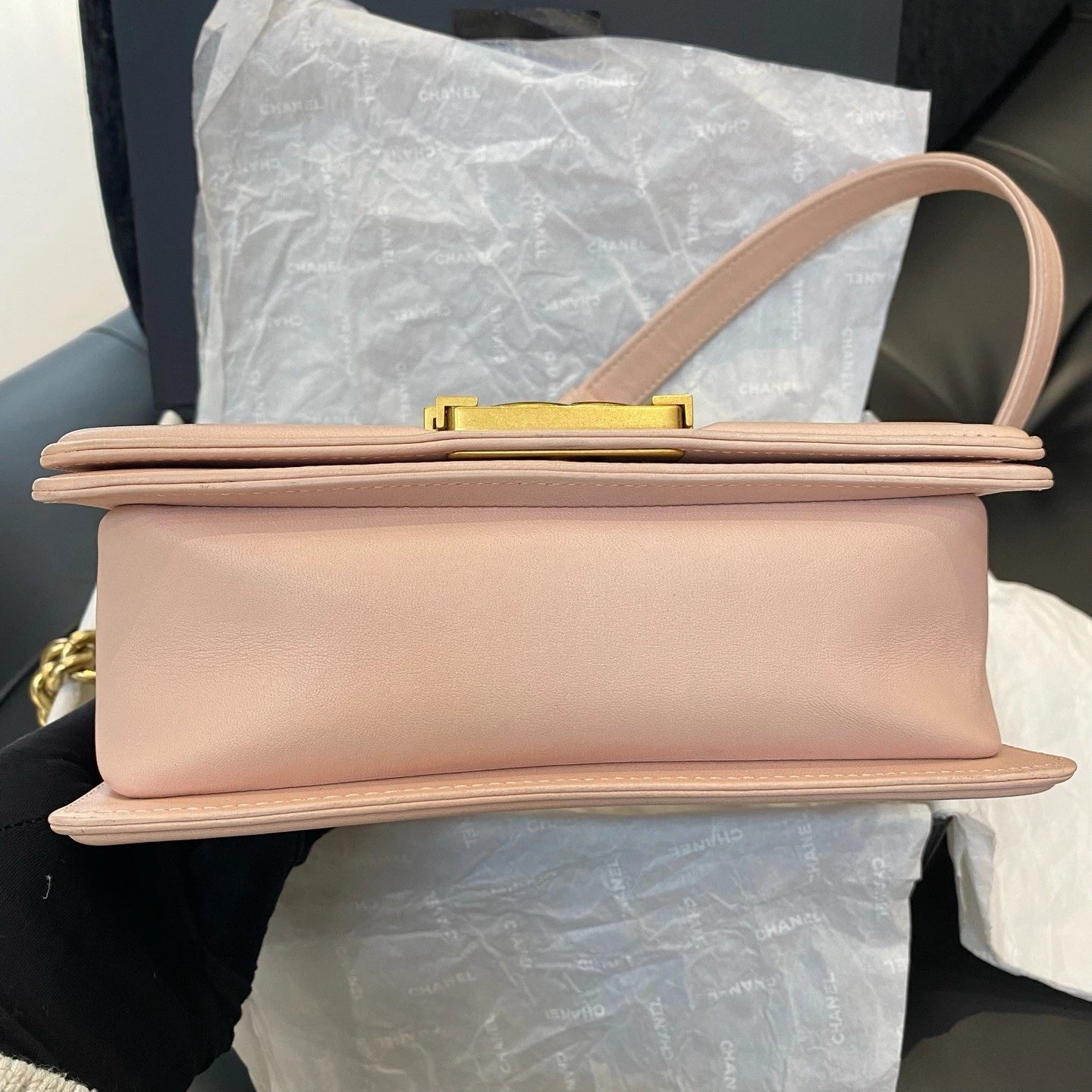 Chanel Leboy Chain Shoulder Crossbody Pink Gold Women Classic Fashion