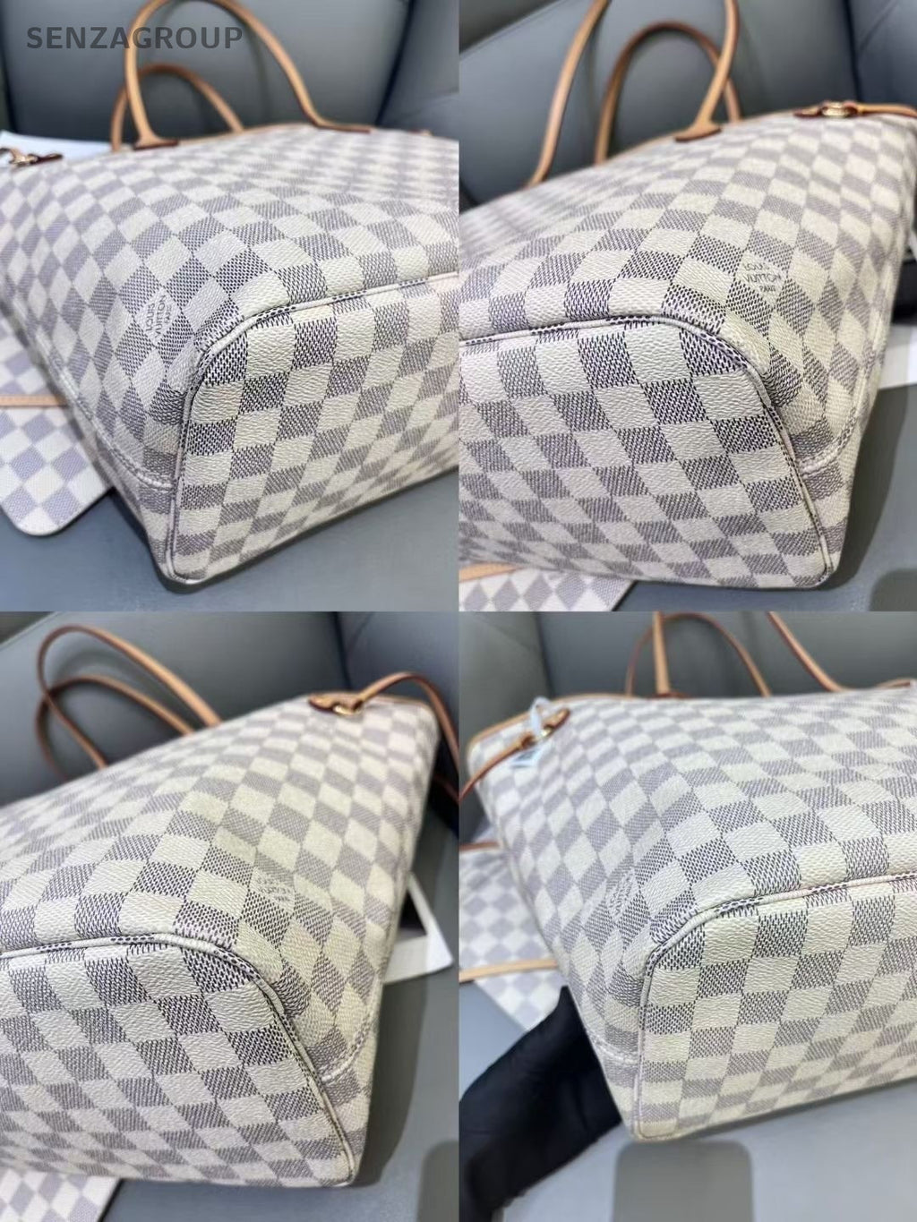 Louis Vuitton NF Neverfull MM White Damier Ebene Pouch Shoulder Bag Women