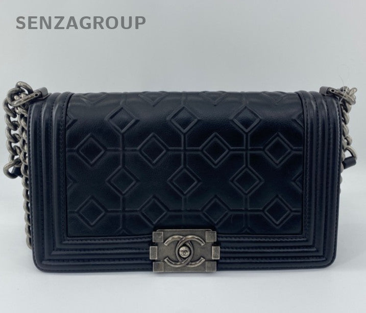 Chanel Leboy Chain Black Silver Shoulder Bag Used Women Classic