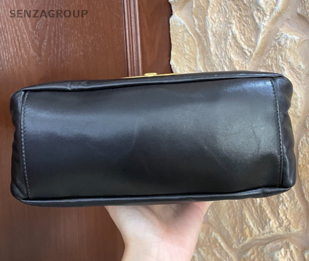 Balenciaga Monaco Soft Calf Shoulder Bag Black Gold Women Classic Fashion