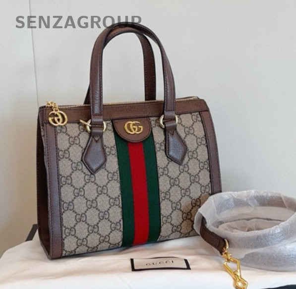 Gucci Ophidia PM Tote Handbag Shoulder Bag Brown Gold Women Brand NEW