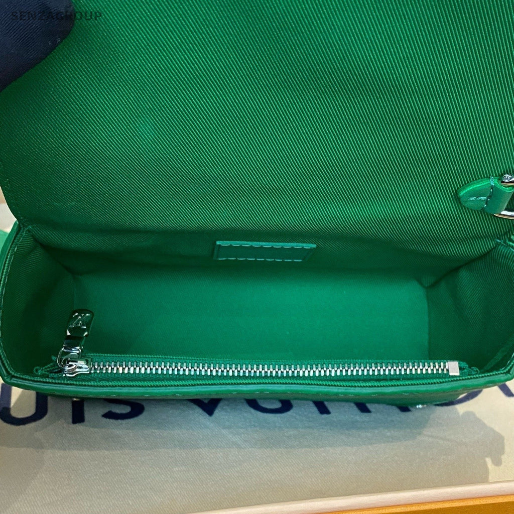 Louis Vuitton Steamer Calfskin Crossbody Green Silver Women Classic Fashion