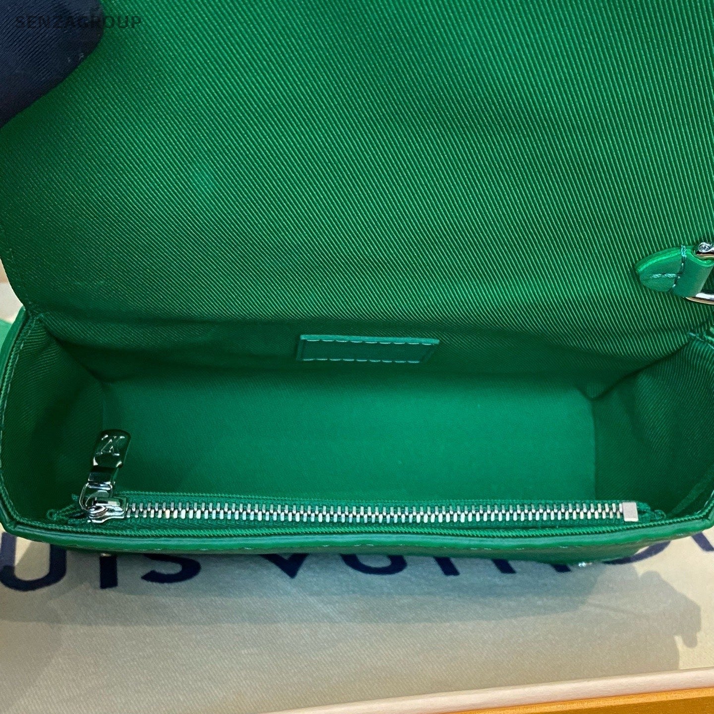 Louis Vuitton Steamer Calfskin Crossbody Green Silver Women Classic Fashion