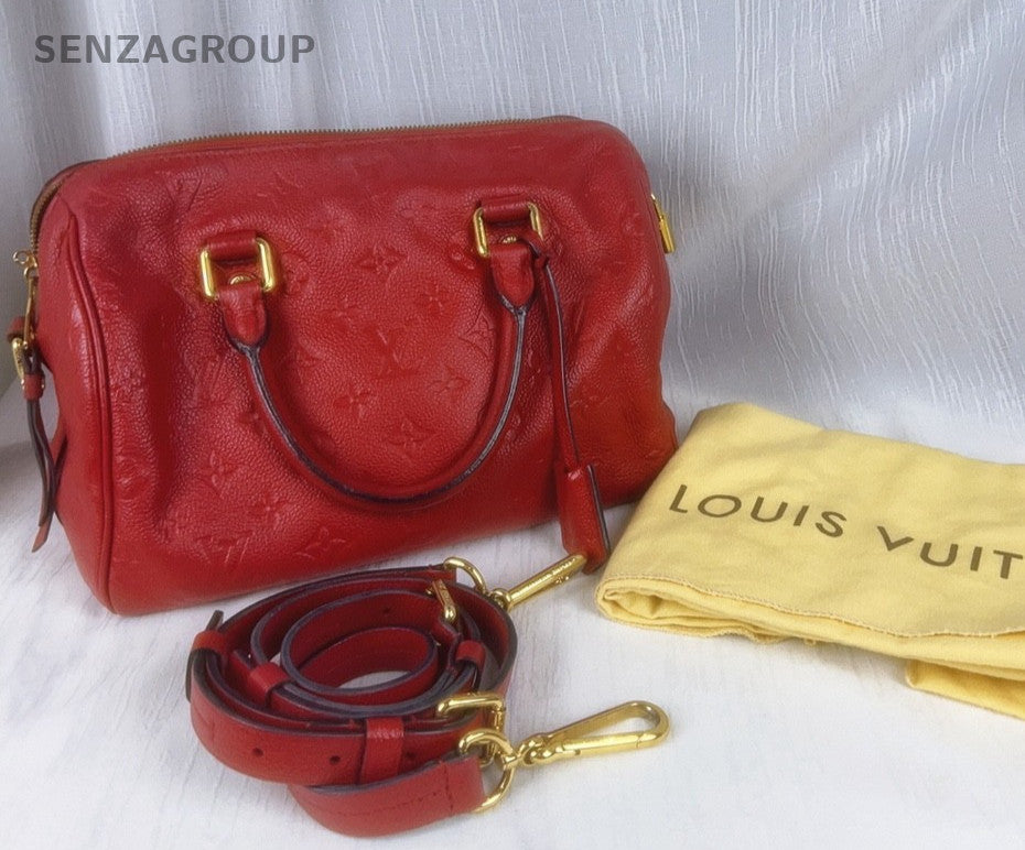 Louis Vuitton Speedy30 Monogram Empreinte 2way Shoulder Handbag Women Red