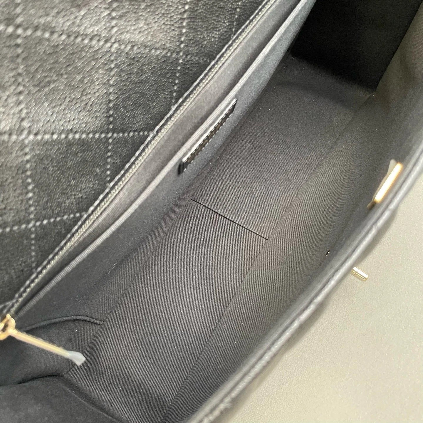 CHANEL Maxi Airport Tote Bag Black Gold Leather For Women