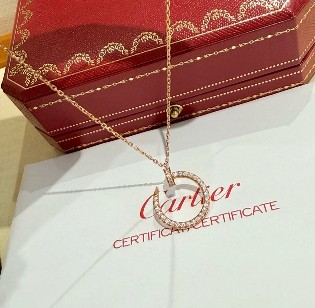 New Cartier Juste un Clou Necklace 18k Rose Gold Pavé Diamonds Pendant