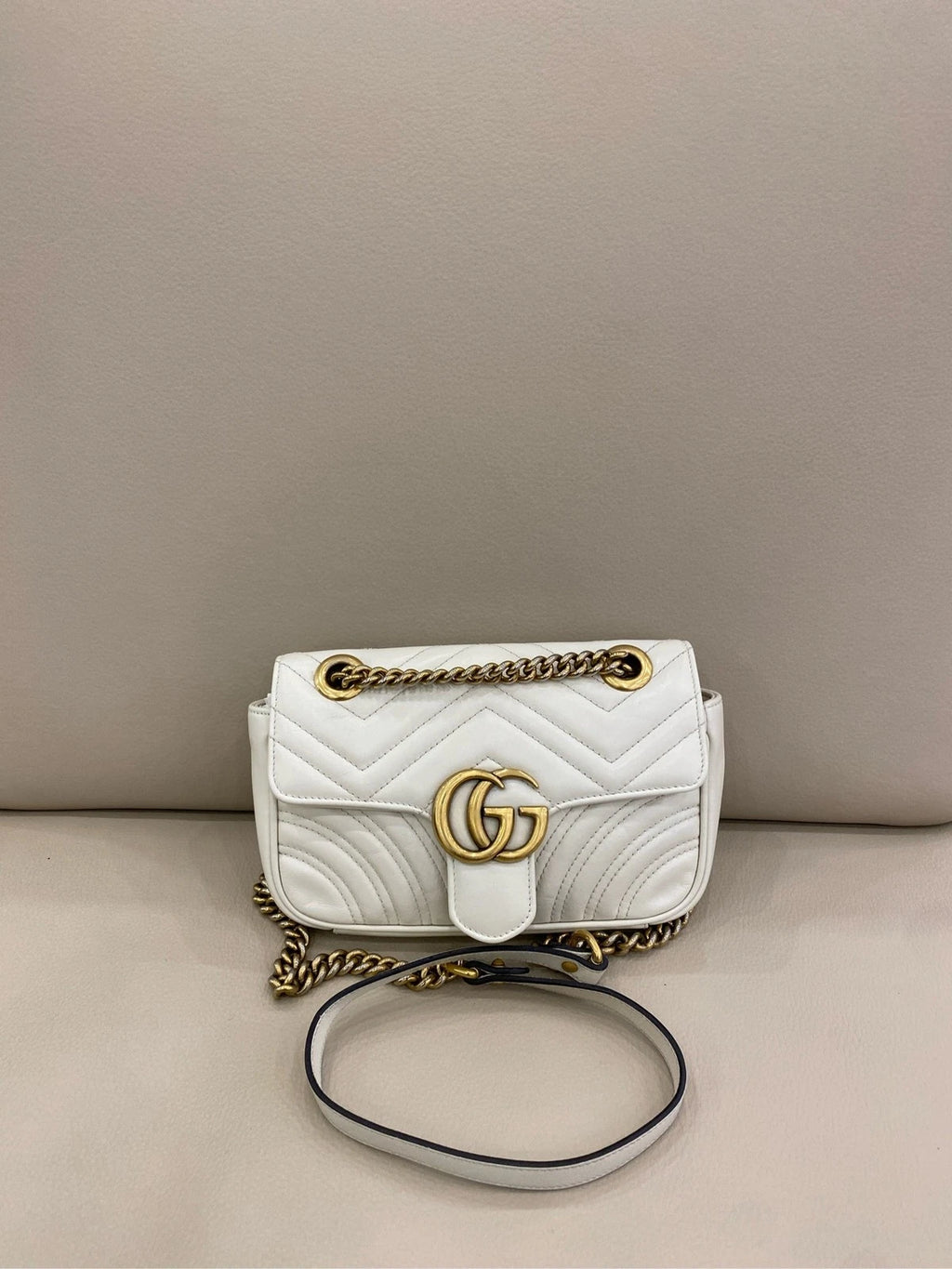 GUCCI Marmont22 Small White Shoulder Bag For Women