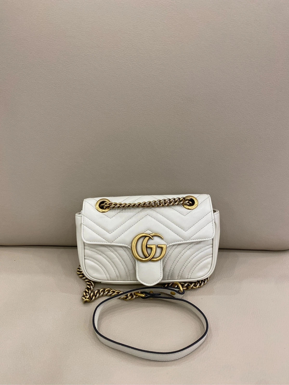 GUCCI Marmont22 Small White Shoulder Bag For Women