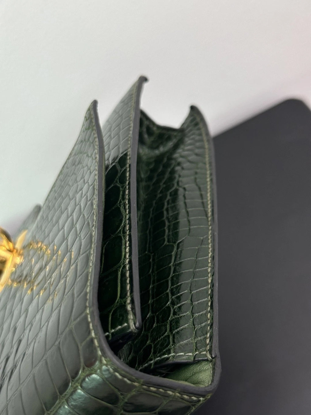 Authentic Vintage Hermes Dark Green 2Way Shoulder Bag Crossbody Gold Hardware