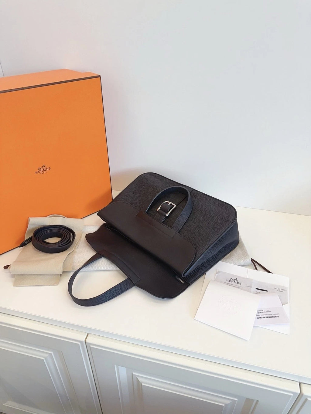 Hermès Halzan 31 Messenger Crossbody Bag Multi-Function<wbr/>al Daily Black