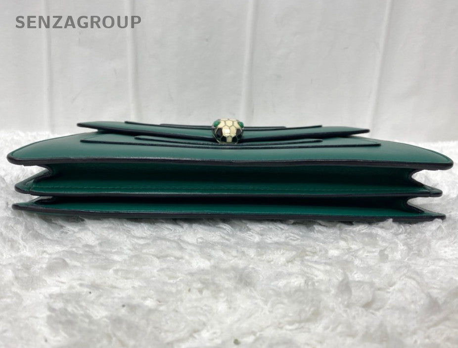Bvlgari Serpenti Chain Shoulder Bag Crossbody Green Gold Women Classic Fashion