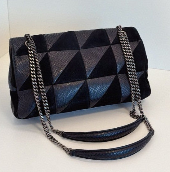 PRADA Jamie Kate MM Suede Chain Shoulder Handbag Black Women