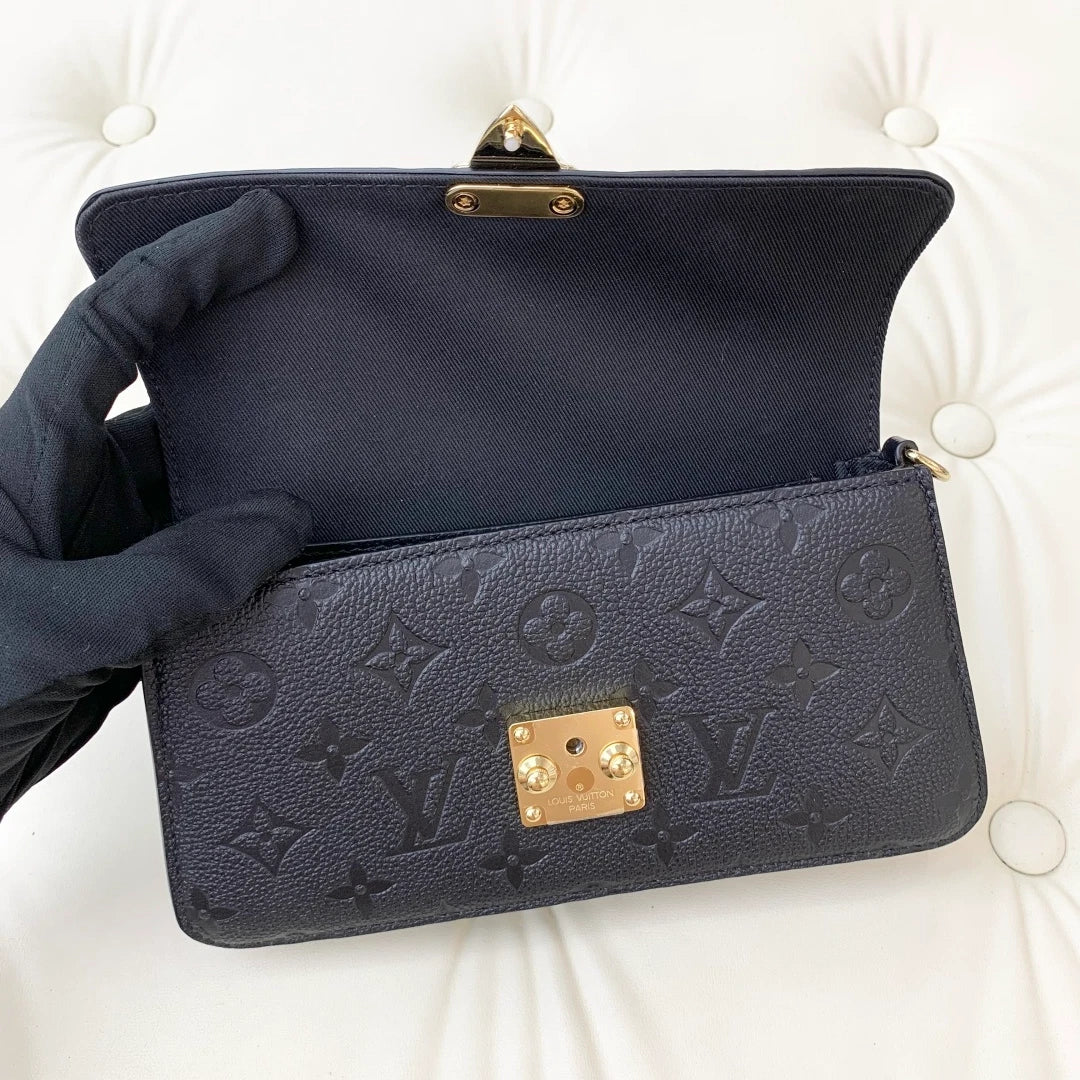 Louis Vuitton Metis Calfskin WOC Chain Shoulder Bag Crossbody Black Gold S