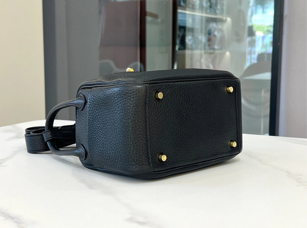 Hermes Mini Lindy Black Gold Handbag For Women